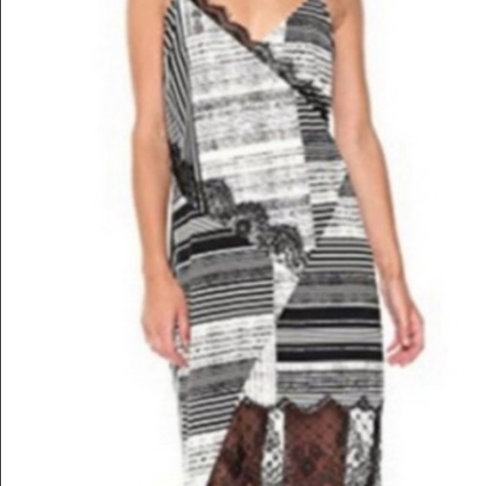 Guess black and white silk dress
